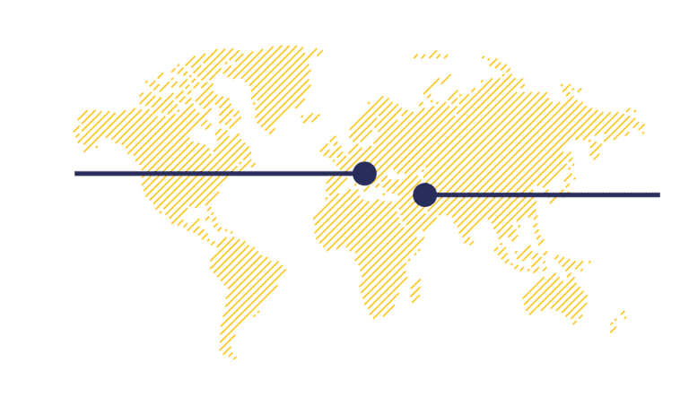 World map showing global internet connectivity lines.